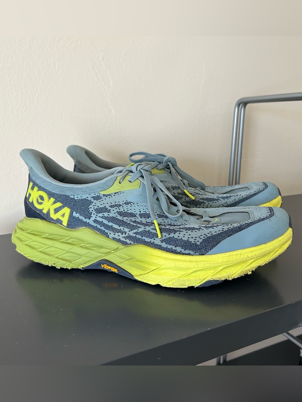 Hoka One One Blue and Neon Yellow Men's Running Shoes